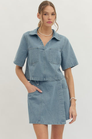 Valerie Short Sleeve Denim Top