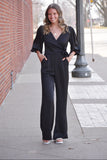 Black Satin Dressy Jumpsuit