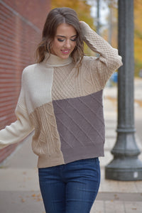 Brianna Color Block Turtle Neck Sweater
