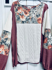 Floral Block Knit Sweater
