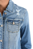 Raw Hem Distressed Denim Jacket