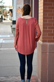 Long Sleeve Top with Embroidery Tape Trim - urbanity online