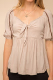 Lurex Trimmed Tie Front Top