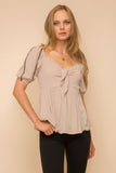 Lurex Trimmed Tie Front Top