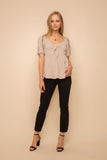 Lurex Trimmed Tie Front Top