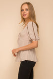 Lurex Trimmed Tie Front Top