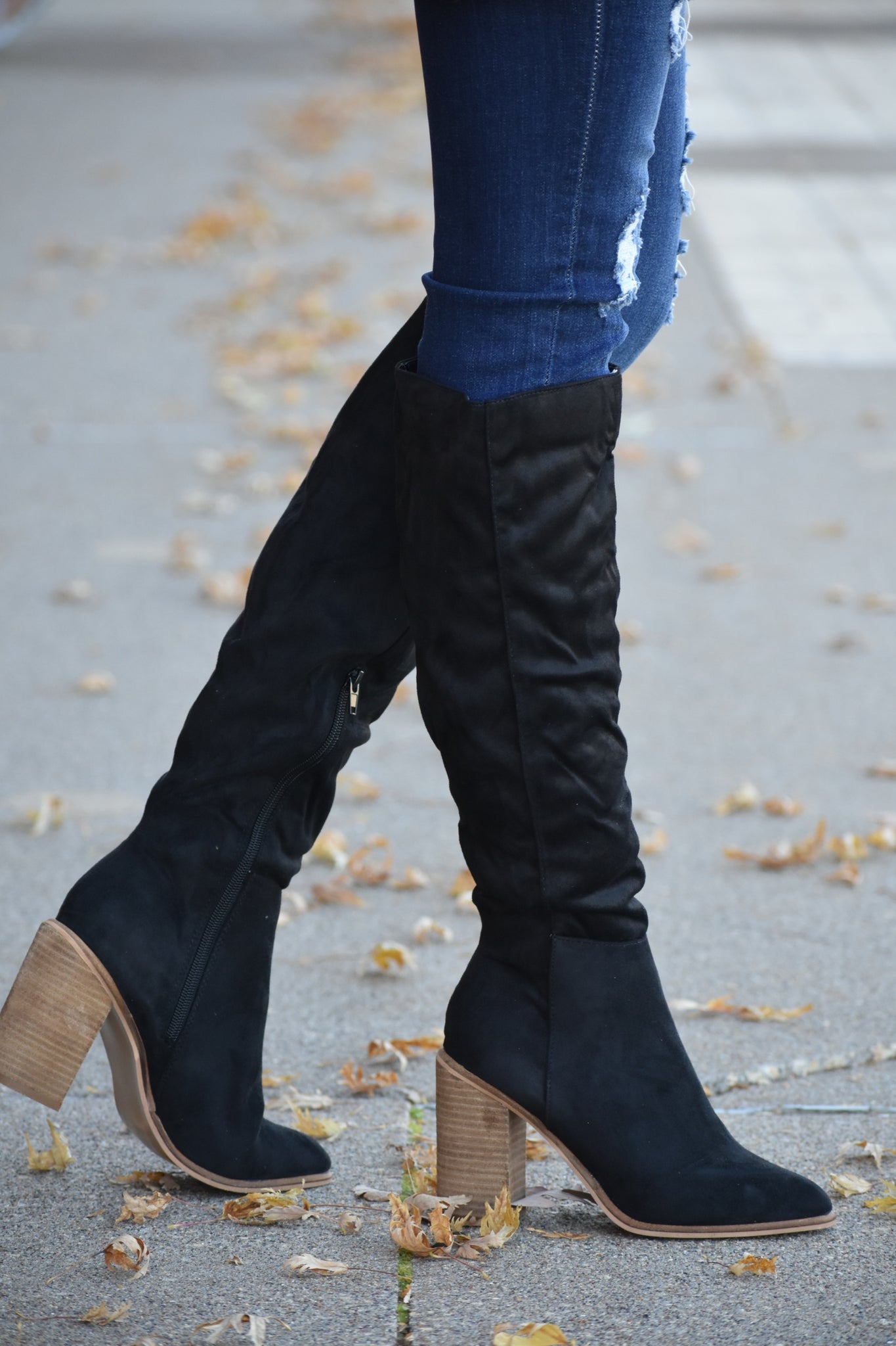 Buy ELLE Women Black Solid Velvet Heeled Boots - Boots for Women 7029648 |  Myntra