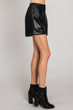 Pleated Pleather High-Waisted Shorts