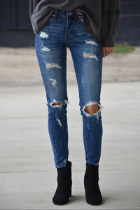 Shayla Mid Rise Distressed Skinny Jeans
