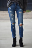 Shayla Mid Rise Distressed Skinny Jeans