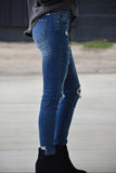 Shayla Mid Rise Distressed Skinny Jeans