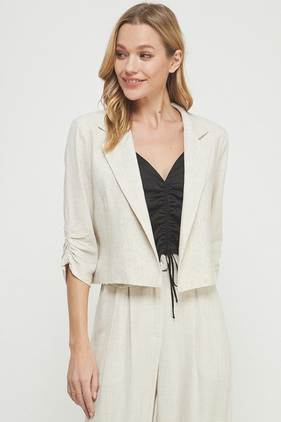 Soft Linen Crop Blazer