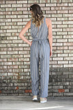 Striped Jumpsuit Side Cutouts