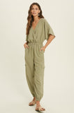 Textured Cargo Jumpsuit