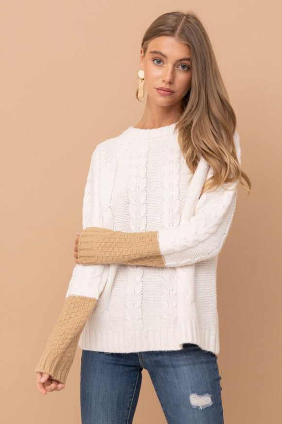 Your Crew Contrast Sleeves Sweater