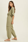 Textured Cargo Jumpsuit